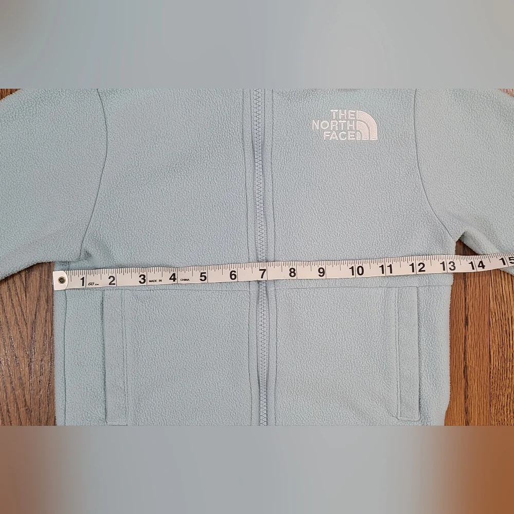 The North Face Girls Size 6 XS Mint Green Zip Up Hooded Fleece Jacket